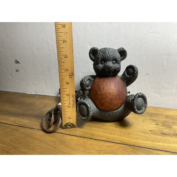 Vintage Teddy Bear Light 7 Inch Bronze and Amber Art Glass Light - Picture 11 of 12